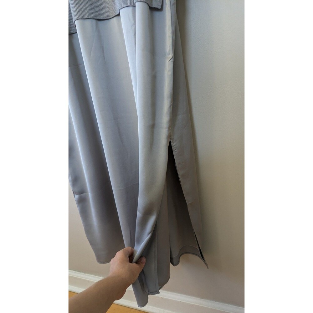 J Jill Wearever Sweater Dress 2X Mixed Media Gray Knit Satin Midi Classic Casual - Picture 6 of 12